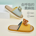 Sommer Damen Slipper Leinen Bequem